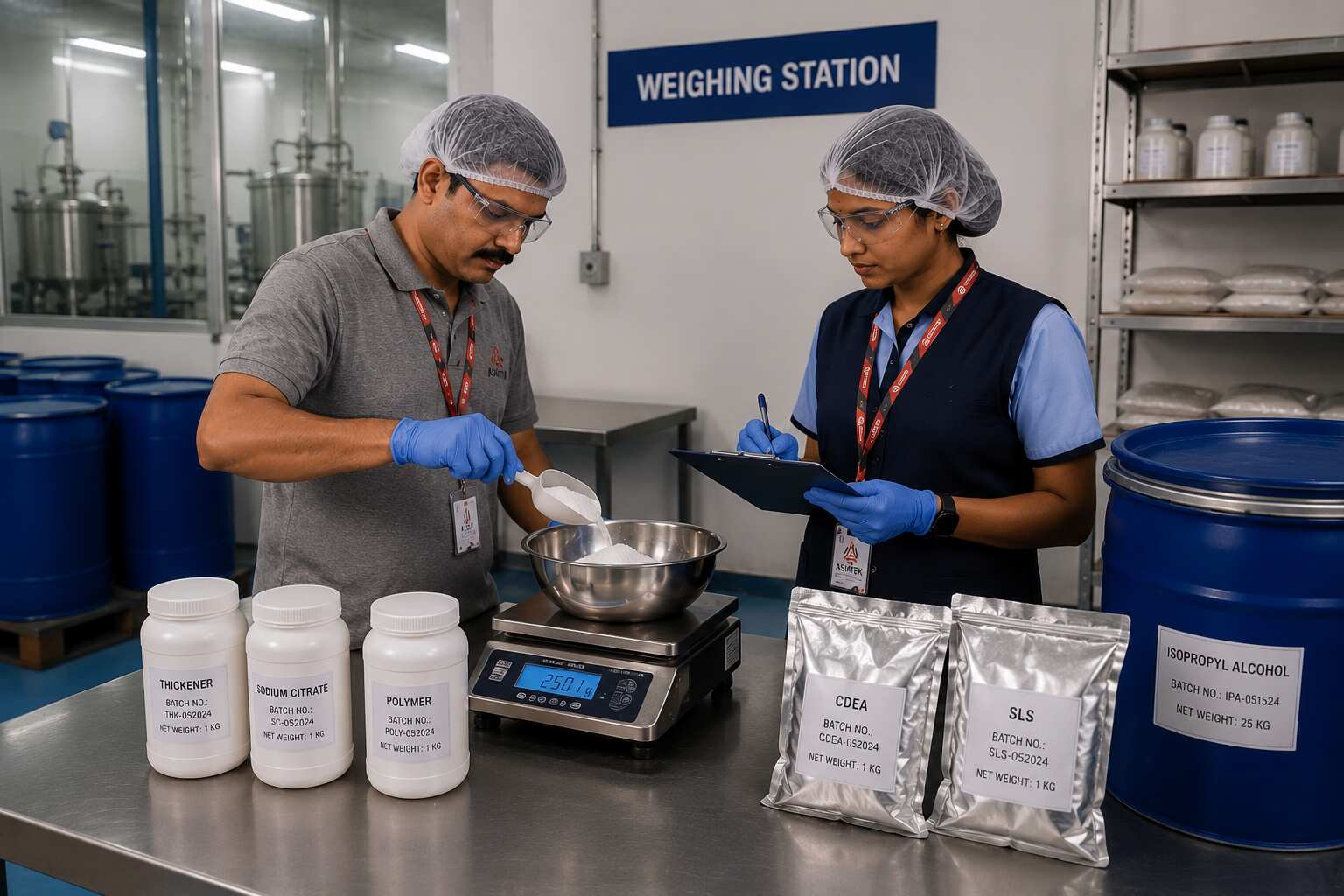 Weighing inside the Asiatek facility