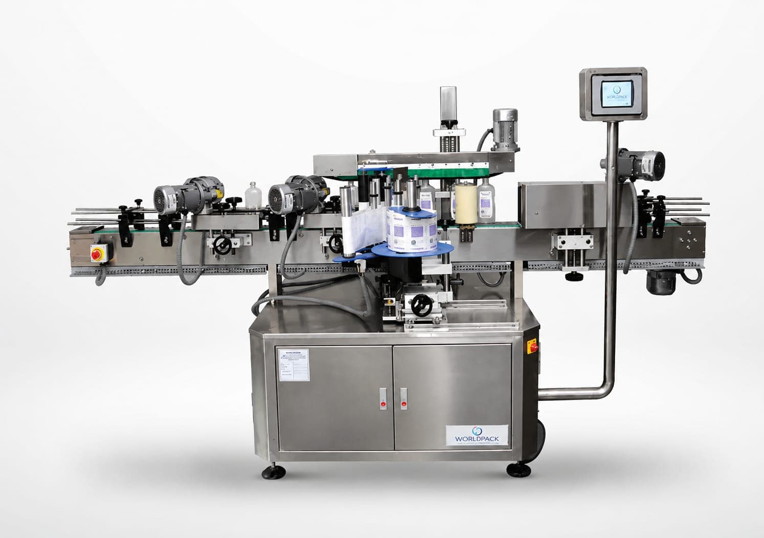 Labelling machine on the production line